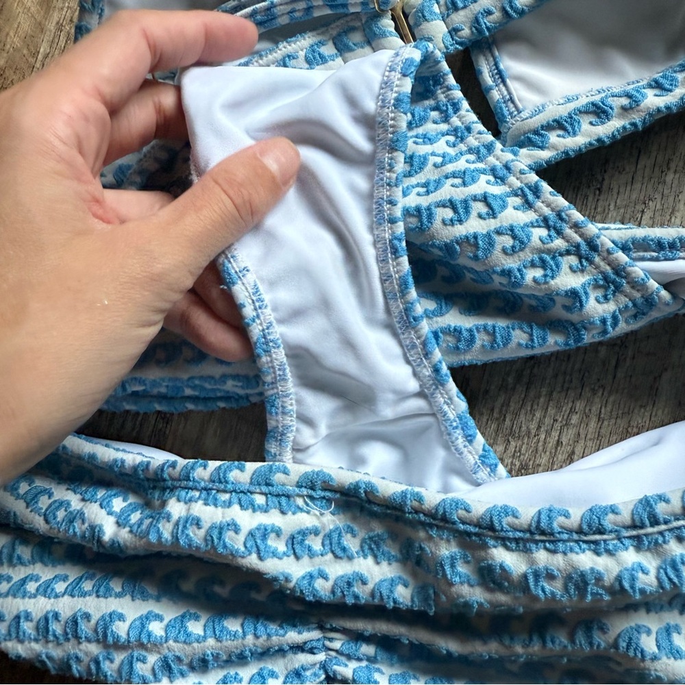 Montce Light Blue and White Wave Print Bikini - Picture 5 of 5